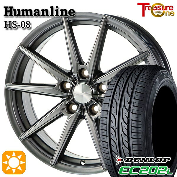 5/18 D会員限定P13倍★ 205/60R16 92H ダンロップ エナセーブ EC202L トレジャーワン ヒューマンライン HS08 ダークグレー 16インチ 6.5J 5H114.3 サマータイヤホイールセット