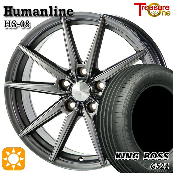 【取付対象】195/65R15 91H キングボス G521 トレジャーワン ヒューマンライン HS08 ダークグレー 15インチ 6.0J 5H114.3 サマータイヤホイールセット