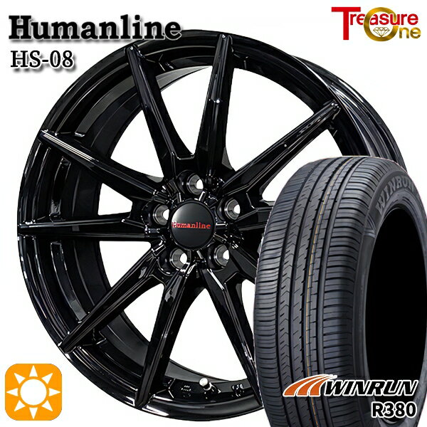 【取付対象】195/65R15 91V ウィンラン R380 トレジャーワン ヒューマンライン HS08 ブラック 15インチ 6.0J 5H114.3 サマータイヤホイールセット