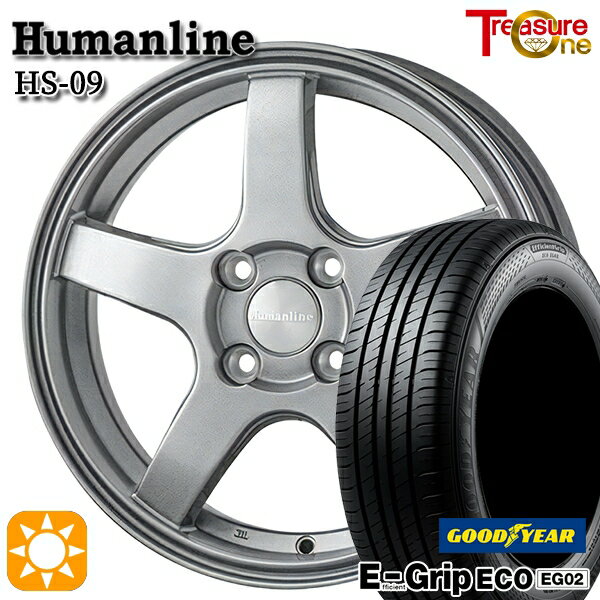【取付対象】175/65R14 82S グッドイヤー エフィシェントグリップ EG02 トレジャーワン ヒューマンライン HS09 ダークグレー 14インチ 5.5J 4H100 サマータイヤホイールセット