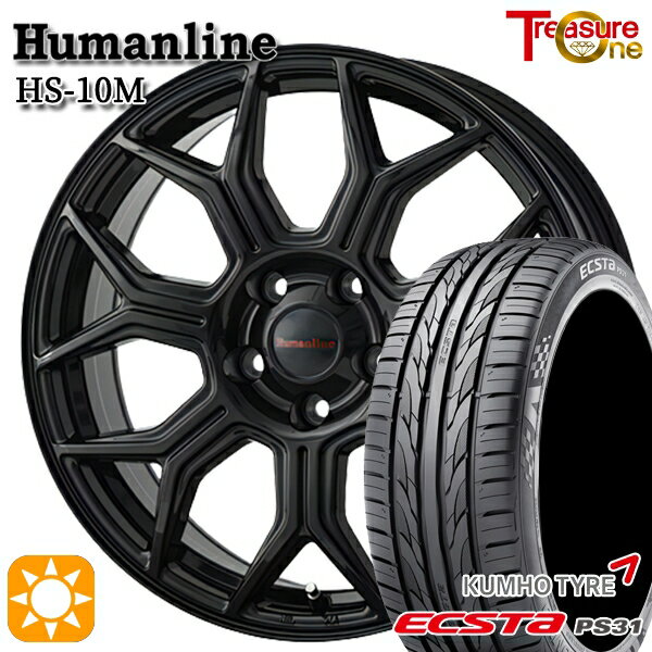 【取付対象】レガシィB4 エクシーガ 215/50R17 95W XL クムホ エクスタ PS31 トレジャーワン ヒューマンライン HS10M ブラック 17インチ 7.0J 5H100 サマータイヤホイールセット