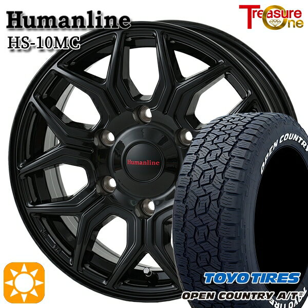 【取付対象】NV350キャラバン 195/80R15 107/105N LT トーヨー オープンカントリーA/T3 ホワイトレター トレジャーワン ヒューマンライン HS10MC ブラック 15インチ 6.0J 6H139.7 サマータイヤホイールセット