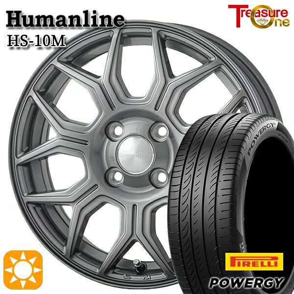 【取付対象】マツダ2 ノート 195/55R16 87V ピレリ パワジー トレジャーワン ヒューマンライン HS10M　ダークグレー 16インチ 6.5J 4H100 サマータイヤホイールセット