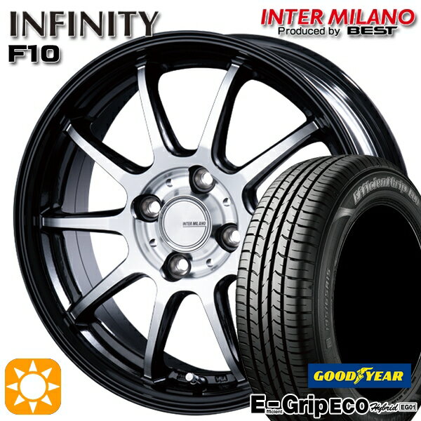 【取付対象】N-BOX 155/65R14 75S グッドイヤー エフィシェントグリップ エコ EG01 インターミラノ インフィニティ F10 BK/DP 14インチ 4.5J 4H100 サマータイヤホイールセット