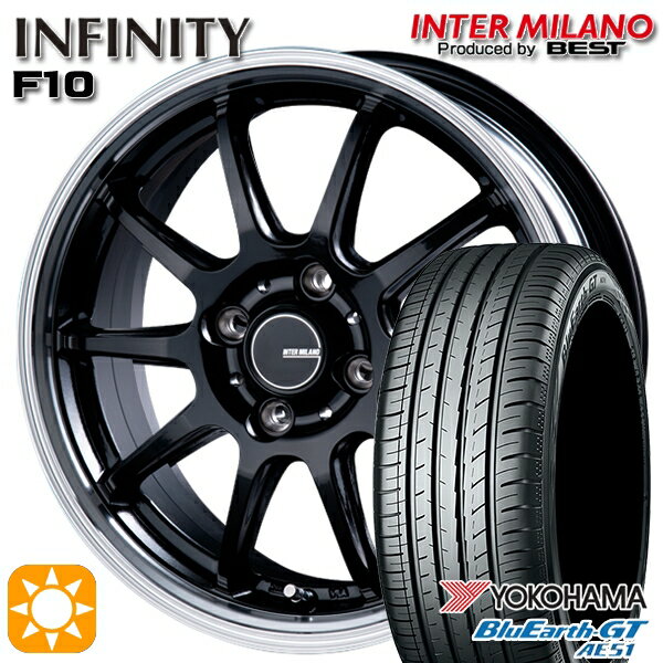 【取付対象】アクア ヤリス 195/50R16 88V XL ヨコハマ ブルーアースGT AE51 インターミラノ インフィニティ F10 BK/RP 16インチ 6.0J 4H100 サマータイヤホイールセット