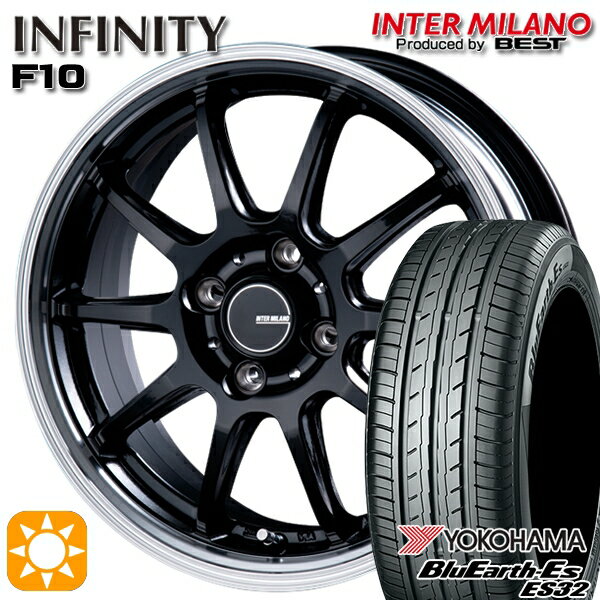 【取付対象】フィット アクア 185/60R15 84H ヨコハマ ブルーアース ES32 インターミラノ インフィニティ F10 BK/RP 15インチ 5.5J 4H100 サマータイヤホイールセット