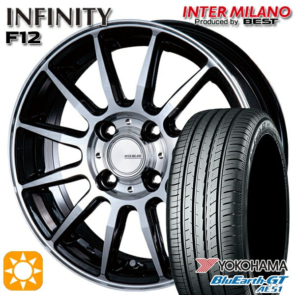 【取付対象】195/45R16 84V XL ヨコハマ ブルーアースGT AE51 インターミラノ インフィニティ F12 BK/P 16インチ 6.0J 4H100 サマータイヤホイールセット