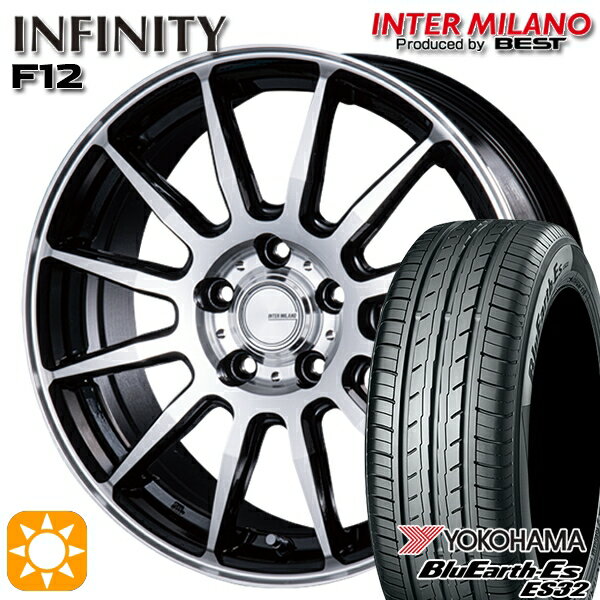 【取付対象】セレナ 215/40R18 85W ヨコハマ ブルーアース ES32 インターミラノ インフィニティ F12 BK/P 18インチ 7.0J 5H114.3 サマータイヤホイールセット