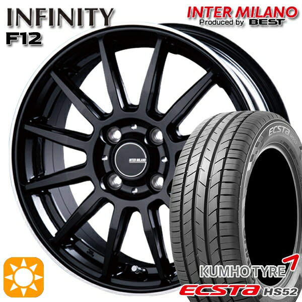 【取付対象】195/45R16 84V XL クムホ エクスタ HS52 インターミラノ インフィニティ F12 BK/FP 16インチ 6.0J 4H100 サマータイヤホイールセット