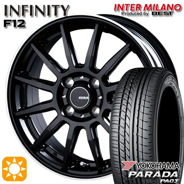 【取付対象】軽トラ 165/55R14C 95/93N ヨコハマ パラダ PA03 インターミラノ インフィニティ F12 BK/FP 14インチ 4.5J 4H100 サマータイヤホイールセット