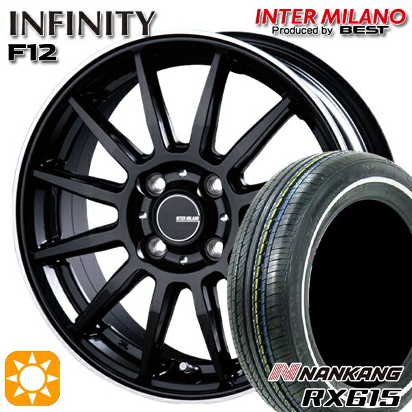 【取付対象】155/65R14 ナンカン RX615　ホワイトリボン インターミラノ インフィニティ F12 BK/FP 14インチ 4.5J 4H100 サマータイヤホイールセット