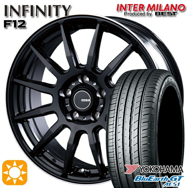 【取付対象】セレナ 215/40R18 89W XL ヨコハマ ブルーアースGT AE51 インターミラノ インフィニティ F12 BK/FP 18インチ 7.0J 5H114.3 サマータイヤホイールセット