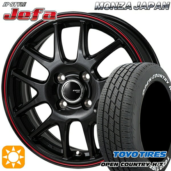 【取付対象】フィット アクア 185/60R15 84H トーヨー オープンカントリー H/T2 WL モンツァ JPスタイル ジェファ パールブラック/レッドライン 15インチ 5.5J 4H100 サマータイヤホイールセット