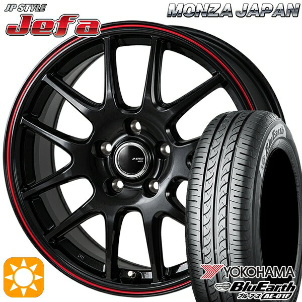 【取付対象】195/65R15 91V ヨコハマ ブルーアース AE01F モンツァ JPスタイル ジェファ パールブラック/レッドライン 15インチ 6.0J 5H114.3 サマータイヤホイールセット