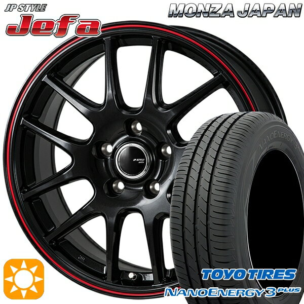 【取付対象】195/65R15 91H トーヨー ナノエナジー3プラス モンツァ JPスタイル ジェファ パールブラック/レッドライン 15インチ 6.0J 5H114.3 サマータイヤホイールセット