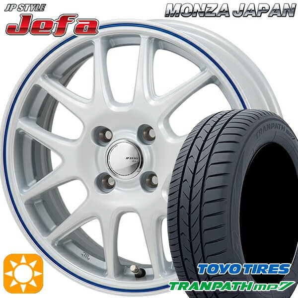 【最大2,000円OFFクーポン】185/65R15 88H トーヨー トランパス mp7 モンツァ JPスタイル ジェファ パールホワイト/ブルーライン 15インチ 5.5J 4H100 サマータイヤホイールセット