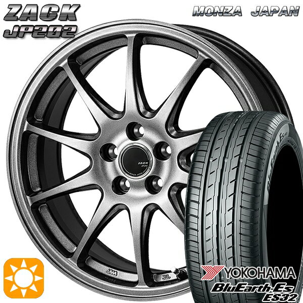 5/18 D会員限定P13倍★ リーフ レヴォーグ 215/50R17 95V XL ヨコハマ ブルーアース ES32 モンツァ ザック JP202 ブラックシルバー 17インチ 7.0J 5H114.3 サマータイヤホイールセット