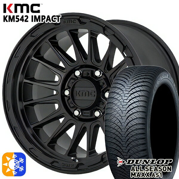 215/60R16 95H ダンロップ ALL SEASON MAXX AS1 KMC KM542 IMPACT サテンブラック 16インチ 7.0J 5H114.3 オールシーズンタイヤホイールセット