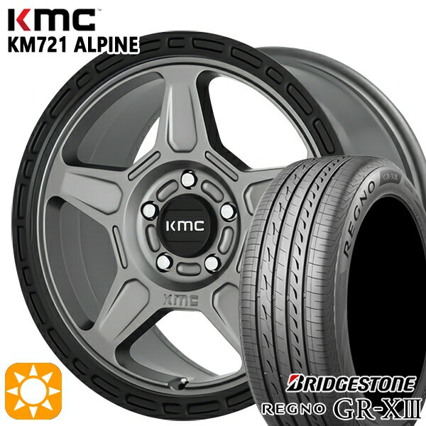 【取付対象】エスティマ ヤリスクロス 215/60R16 95V ブリヂストン レグノ GR-X3 KMC KM721 ALPINE SATINGRAY with BLACKLIP 16インチ 7.0J 5H114.3 サマータイヤホイールセット
