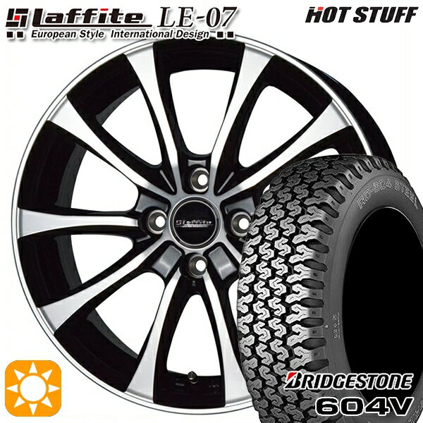 【取付対象】NVAN アトレー 145R12 6PR ブリヂストン RD604V HotStuff ラフィット LE-07 ブラックポリッシュ 12インチ 4.0J 4H100 サマータイヤホイールセット