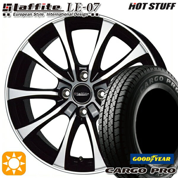 【取付対象】ハイゼット アトレー 145/80R12 80/78N グッドイヤー カーゴプロ HotStuff ラフィット LE-07 ブラックポリッシュ 12インチ 4.0J 4H100 サマータイヤホイールセット