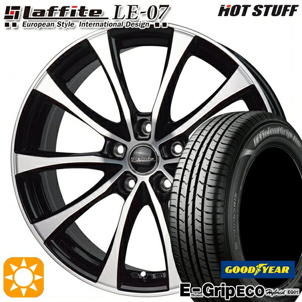 【取付対象】リーフ アクセラ 205/55R16 91V グッドイヤー エフィシェントグリップ エコ EG01 HotStuff ラフィット LE-07 ブラックポリッシュ 16インチ 6.5J 5H114.3 サマータイヤホイールセット