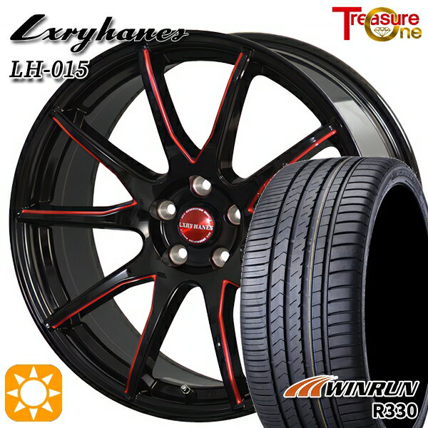 【取付対象】215/40R18 89W XL ウィンラン R330 トレジャーワン ラグジーヘインズ LH015 ブラック・マシニングレッドクリア 18インチ 7.0J 5H100 サマータイヤホイールセット