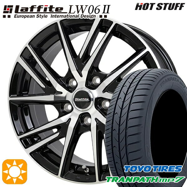 【取付対象】30/50プリウス カローラ 195/65R15 91H トーヨー トランパス mp7 HotStuff ラフィット LW06-2 BK/P 15インチ 6.0J 5H100 サマータイヤホイールセット