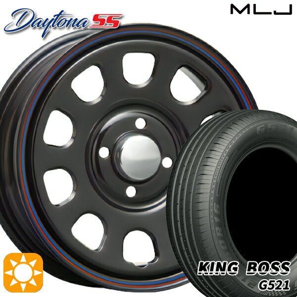 【取付対象】165/60R14 75H キングボス G521 MLJ デイトナ SS ブラック 14インチ 5.0J 4H100 サマータイヤホイールセット