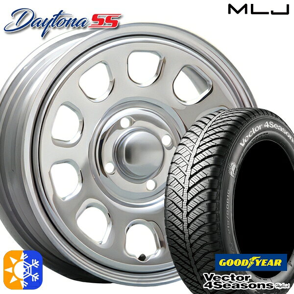 165/65R14 79H グッドイヤー ベクター フォーシーズンズ MLJ デイトナ SS 14インチ 5.0J 4H100 クローム オールシーズンタイヤホイールセット