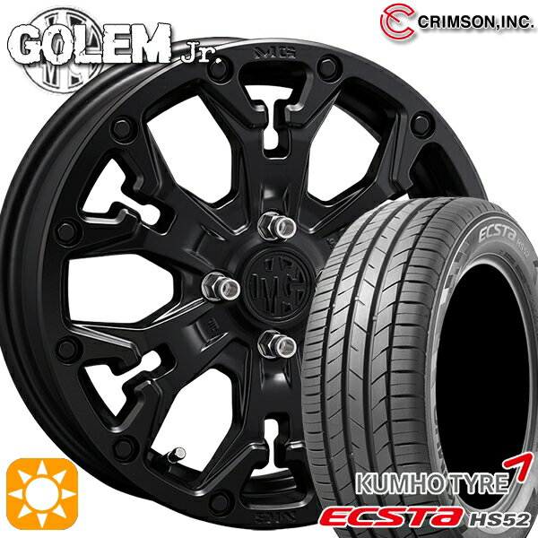 【取付対象】195/45R16 84V XL クムホ エクスタ HS52 クリムソン MG ゴーレムJr. マットブラック 16インチ 6.0J 4H100 +38 サマータイヤホイールセット