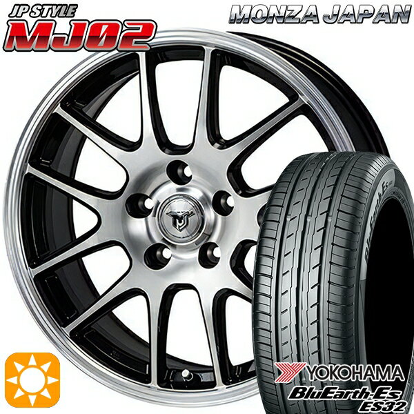 【取付対象】215/50R17 95V XL ヨコハマ ブルーアース ES32 モンツァ JPスタイル MJ02 ブラックメタリックポリッシュ 17インチ 7.0J 5H100 サマータイヤホイールセット