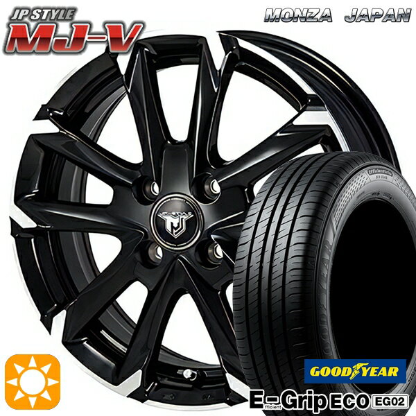 【取付対象】タンク ルーミー 165/65R14 79S グッドイヤー エフィシェントグリップ EG02 モンツァ JPスタイル MJ-V ブラックメタリック/ポリッシュ 14インチ 5.0J 4H100 サマータイヤホイールセット