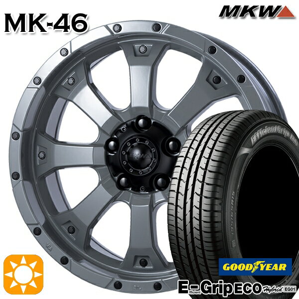 【取付対象】リーフ アクセラ 205/55R16 91V グッドイヤー エフィシェントグリップ エコ EG01 MKW MK-46 ヘルキャット 16インチ 7.0J 5H114.3 サマータイヤホイールセット