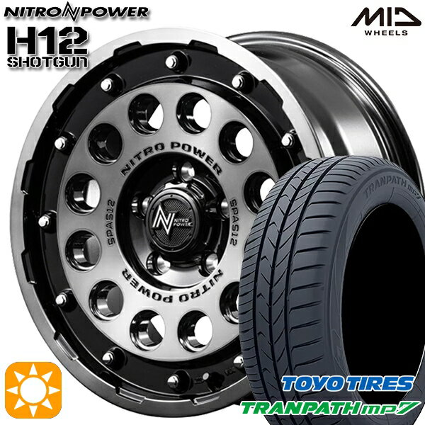 【取付対象】215/65R16 98H トーヨー トランパス mp7 MID ナイトロパワー H12ショットガン ブラッククリア/マシニング 16インチ 7.0J 5H114.3 サマータイヤホイールセット