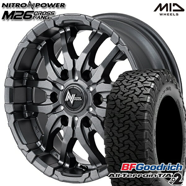 LT215/65R16 103/100S RBL BFグッドリッチ オールテレーン T/A KO2 MID ナイトロパワー M26 クロスファング バレルブラック/ドリルド 16インチ 6.5J 6H139.7 サマータイヤホイールセット