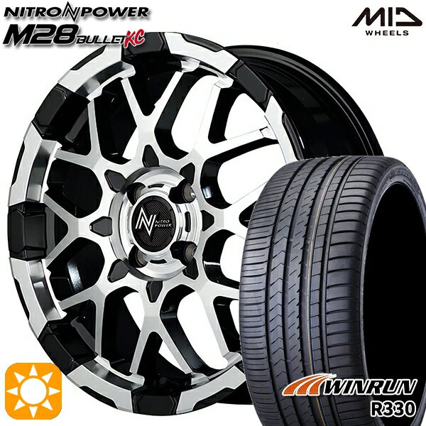 5/18 D会員限定P13倍★ 195/45R16 84V XL ウィンラン R330 MID ナイトロパワー M28バレットKC ブラック/ミラーカット 16インチ 6.0J 4H100 サマータイヤホイールセット