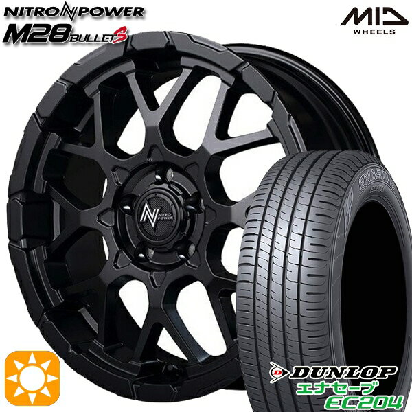 【取付対象】ヤリスクロス 205/65R16 95H ダンロップ エナセーブ EC204 MID ナイトロパワー M28バレットS セミグロスブラック 16インチ 7.0J 5H114.3 サマータイヤホイールセット