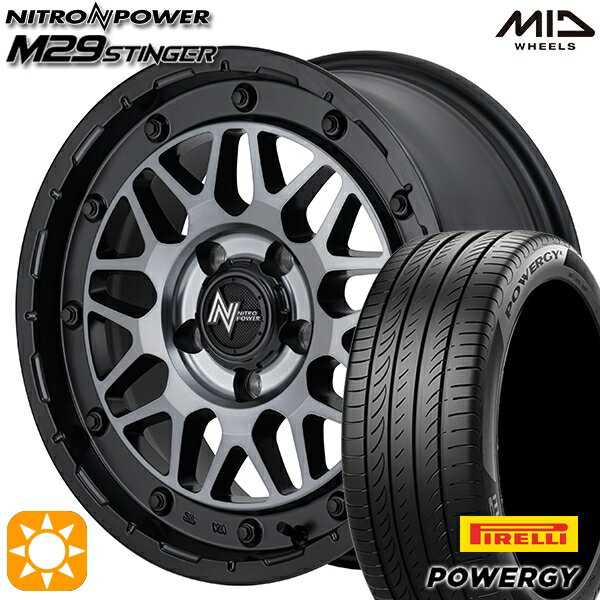 【取付対象】205/55R16 91V ピレリ パワジー MID ナイトロパワー M29 スティンガー セミグロスブラッククリア 16インチ 7.0J 5H114.3 サマータイヤホイールセット