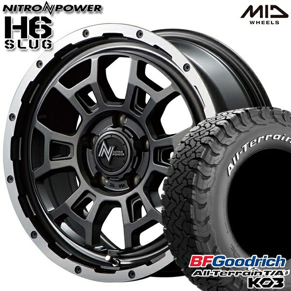 【取付対象】215/70R16 100/97S RWL BFグッドリッチ オールテレーン T/A KO3 MID ナイトロパワー H6スラッグ セミグロスガンメタ 16インチ 7.0J 5H114.3 サマータイヤホイールセット