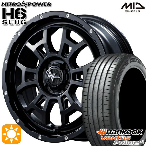 【取付対象】195/50R16 88V XL ハンコック veNtus PRime4 K135 MID ナイトロパワー H6スラッグ セミグロスブラック 16インチ 6.0J 4H100 サマータイヤホイールセット