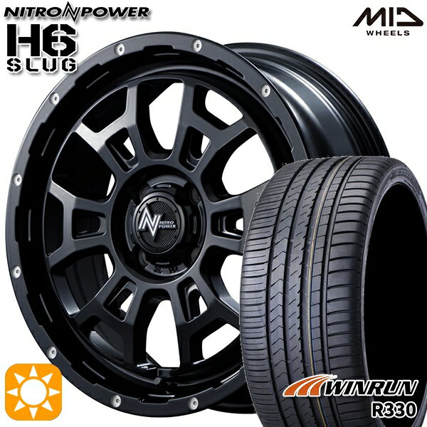 【取付対象】195/40R17 81W XL ウィンラン R330 MID ナイトロパワー H6スラッグ セミグロスブラック 17インチ 6.5J 4H100 サマータイヤホイールセット