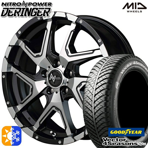 C-HR カローラクロス 215/60R17 96H グッドイヤー ベクター フォーシーズンズ MID ナイトロパワー デリンジャー 17インチ 7.0J 5H114.3 BKメタリックポリッシュ/BC/フランジピアスドリルド オールシーズンタイヤホイールセット