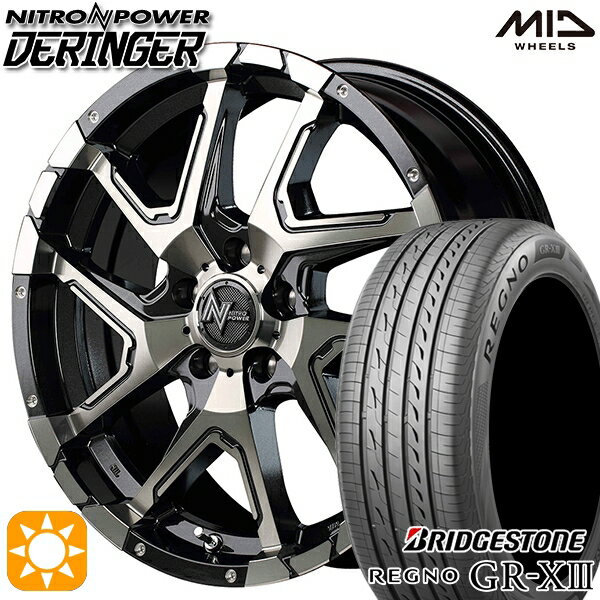 【取付対象】マークX スカイライン 225/45R18 95W XL ブリヂストン レグノ GR-X3 MID ナイトロパワー デリンジャー セミグロスブラックポリッシュ/フランジピアスドリルド 18インチ 7.0J 5H114.3 サマータイヤホイールセット