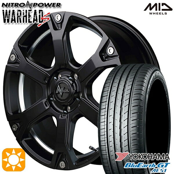 【取付対象】リーフ レヴォーグ 215/50R17 95W XL ヨコハマ ブルーアースGT AE51 MID ナイトロパワー ウォーヘッドS セミグロスブラック/アンダーカットポリッシュ 17インチ 7.0J 5H114.3 サマータイヤホイールセット