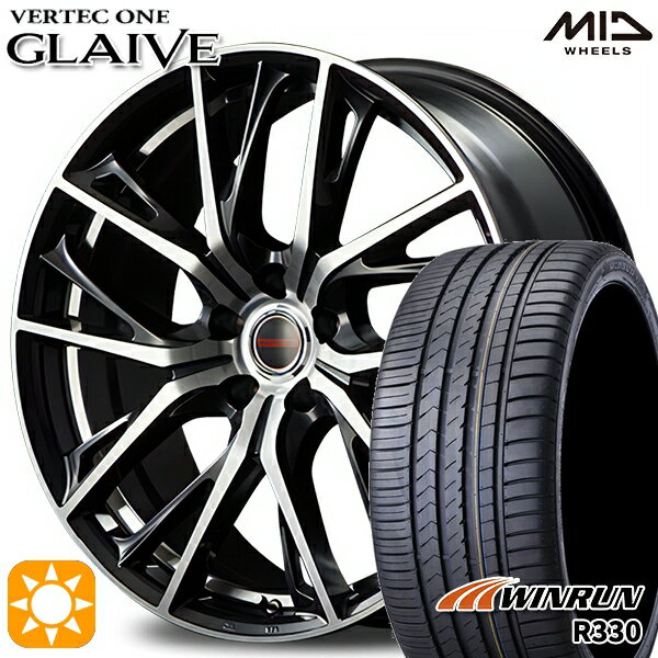 【取付対象】245/35R20 95W XL ウィンラン R330 MID ヴァーテックワン グレイブ ダイヤモンドブラックポリッシュ/アンダーカットDC 20インチ 8.5J 5H114.3 サマータイヤホイールセット