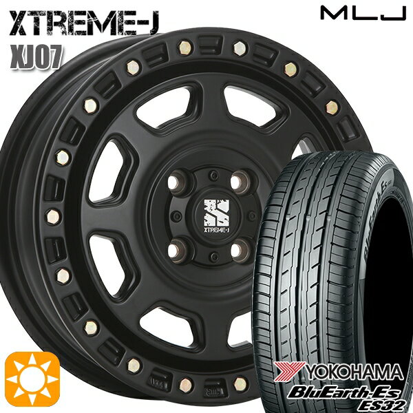 【取付対象】155/55R14 69V ヨコハマ ブルーアース ES32 MLJ エクストリームJ XJ07 サテンブラック 14インチ 4.5J 4H100 サマータイヤホイールセット