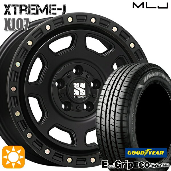 【取付対象】エスティマ ヤリスクロス 215/60R16 95H グッドイヤー エフィシェントグリップ エコ EG01 MLJ エクストリームJ XJ07 サテンブラック 16インチ 7.0J 5H114.3 サマータイヤホイールセット