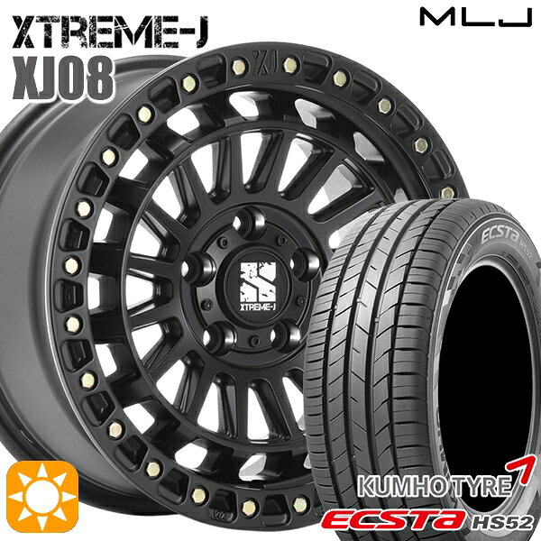 【取付対象】C-HR カローラクロス 215/60R17 100V XL クムホ エクスタ HS52 MLJ エクストリームJ XJ08 サテンブラック 17インチ 7.5J 5H114.3+42 サマータイヤホイールセット(2)