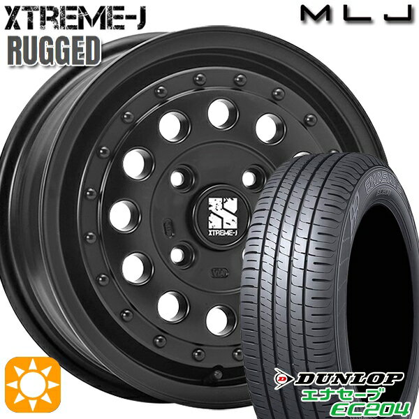 【取付対象】155/55R14 69V ダンロップ エナセーブ EC204 MLJ エクストリームJ ラギッド サテンブラック 14インチ 5.0J 4H100 サマータイヤホイールセット